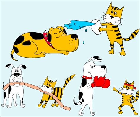 Cute Cartoon Dog And Cat Vector Illustration Download Free Vector Art