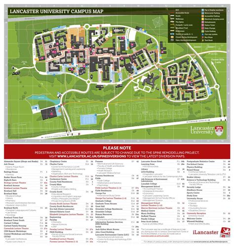 Lancaster University Campus Map Accessible Route Motorcycle Parking