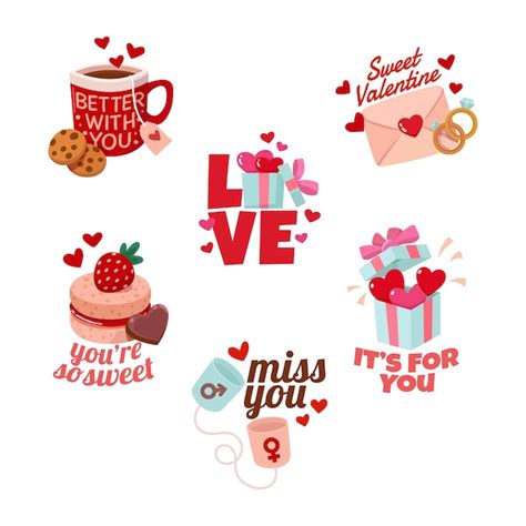 Premium Vector Set Of Lovely Valentine Sticker