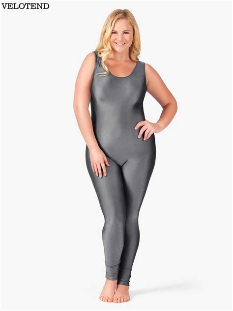Womens Lycra Spandex Plus Size Scoop Neck Tank Unitard One Piece Full Body Suit Dance Ballet