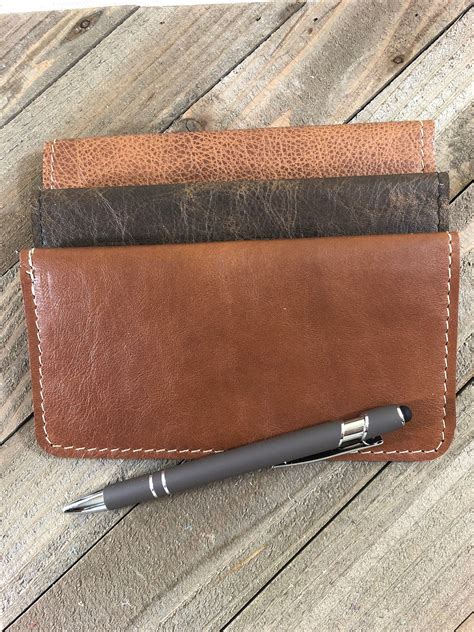Genuine Leather Checkbook Cover Brown Leather Checkbook Cover Etsy