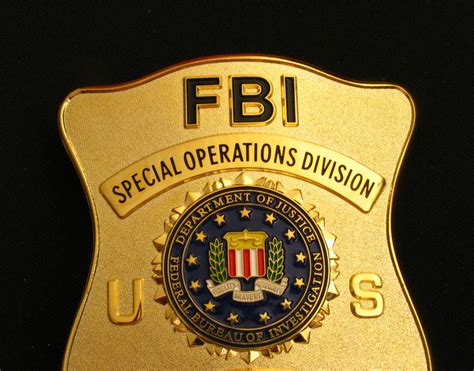 Us Fbi Special Operations Division Special Agent Badge Solid Copper Re