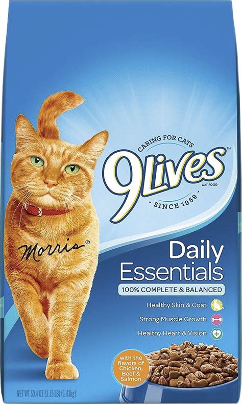You feed canned food mixed with dry food: 9 Lives Daily Essentials Dry Cat Food, 3.15-lb bag - Chewy.com