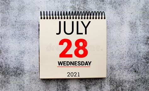 July 28 Calendar Part Of A Set Summer Time Stock Image Image Of