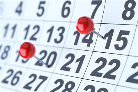Closeup Of The Calendar With Red Pins Soft Focus Stock Illustration
