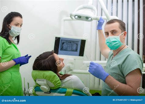 A Woman Having Teeth Examined At Dentists Stock Image Image Of Hygiene Dental 275441257
