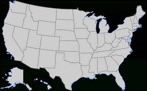 Us Outline Map With American Borders Hawaii And Alaska Are Included