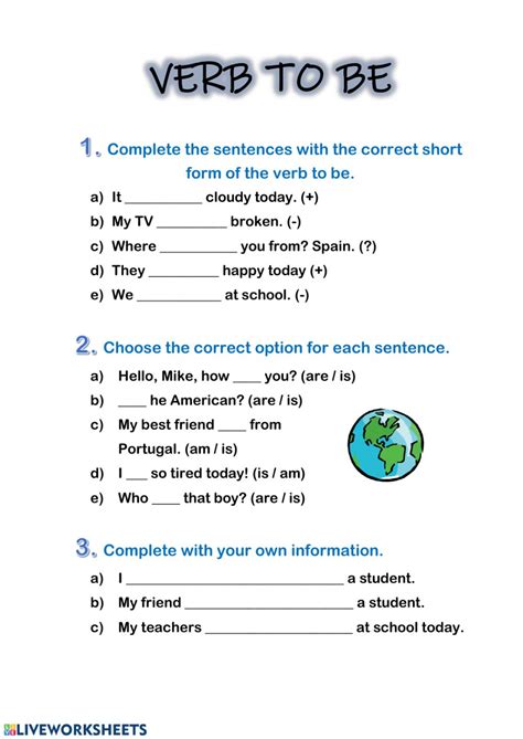 Verb To Be English As A Second Language Esl Online Exercise By