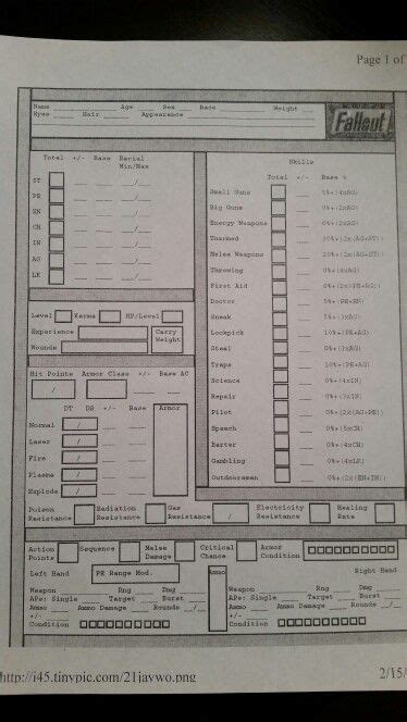 Fallout Pnp Character Creation Sheet Character Creation Sheet
