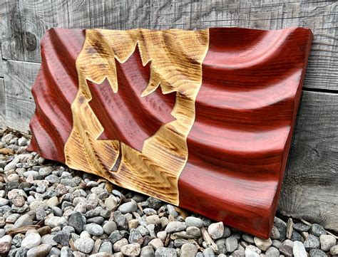 3d Wavy Wooden Canada Flag Wall Art Wood Sign 3d Maple Etsy Canada In