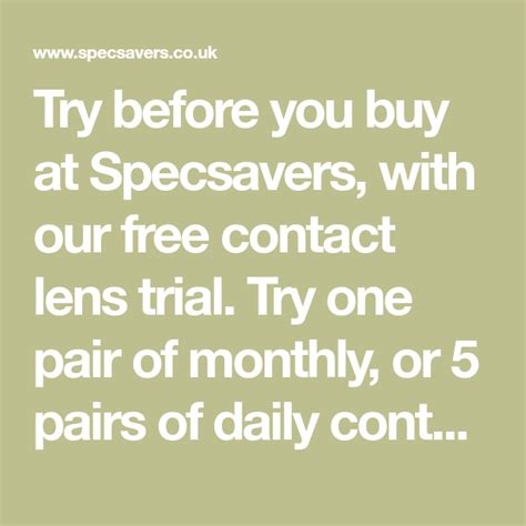 Free contact lens trial boots. Try before you buy at Specsavers, with our free contact ...