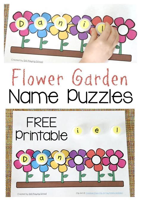 Flower Garden Name Puzzle Printable For Preschoolers To Learn To Spell