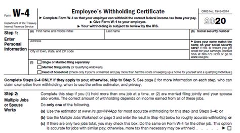 This is the official irs form used by employees to declare their withholding exemptions from their paycheck. 2020 IRS Form W-4 | CPA Practice Advisor