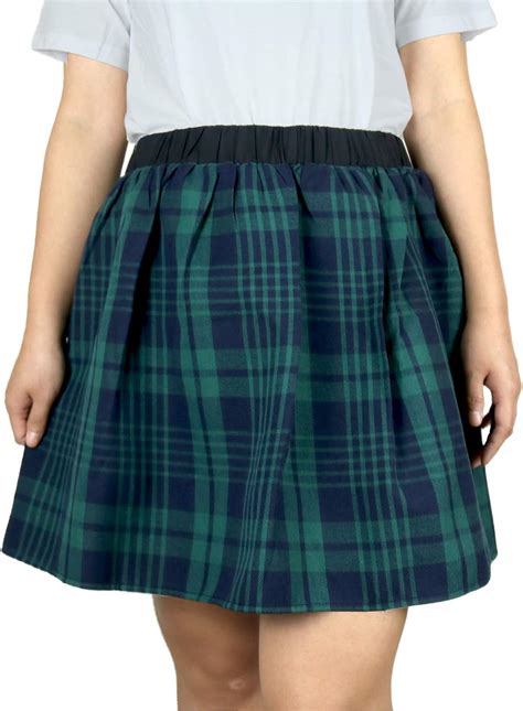 Plus Size Plaid Skirt Schoolgirl Lingerie Pleated High Waist Skater