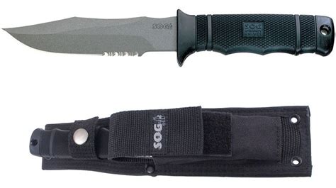 Sog M37n Seal Pup Fixed 475 Powder Coated Combo Blade Grn Handle