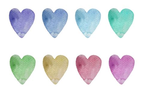 Premium Vector Watercolor Rainbow Colors Hearts Set