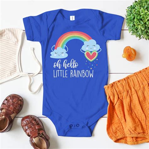 Rainbow Baby Outfit Oh Hello Little Rainbow Onesie Going Etsy