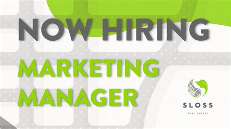 Successful recruitment is very rewarding! Now Hiring Marketing Manager - Sloss Real Estate