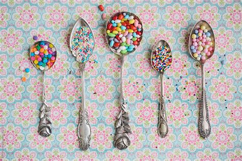 Vintage Spoons With Cupcake Sprinkles Del Colaborador De Stocksy