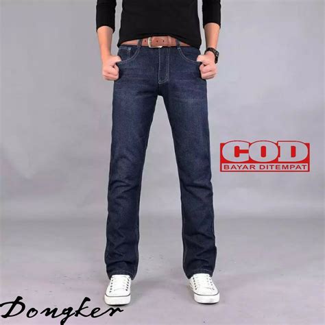 Jual Celana Jeans Pria Lea Jins Panjang Standar Biru Muda Hitam Dongker Garment Premium Birumuda