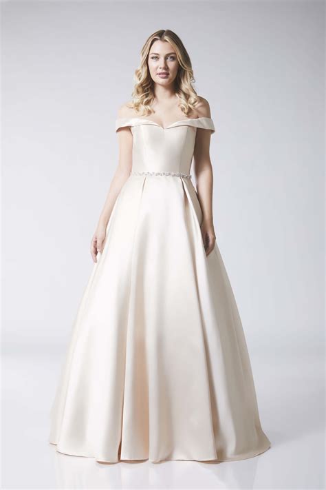 A Line Off The Shoulder Mikado Fabric Prom Dress With Pockets At Ball