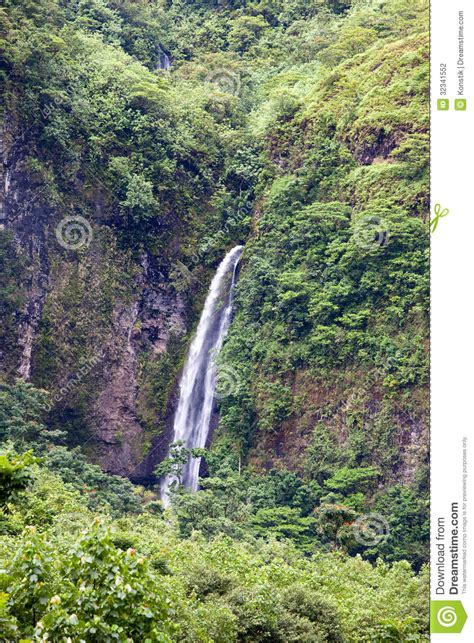 Wasserfall Das Polynesien Tahiti Stockfoto Bild Von Tahiti