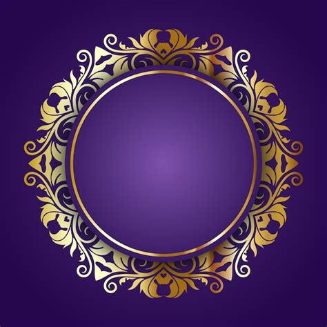 Free Vector Golden Ornamental Frame On A Purple Background