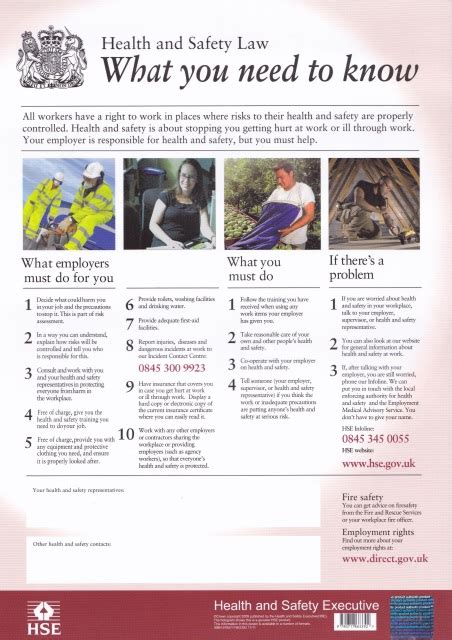 The health and safety law poster products tell workers what they and their employers need to do in simple terms. Health and Safety Law Poster: What you need to know