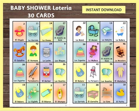 Baby Shower Loteria Loteria Cards Mexican Baby Shower