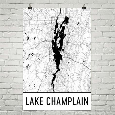 Lake Champlain Vermont Lake Champlain Vt Vermont Map Etsy Lake