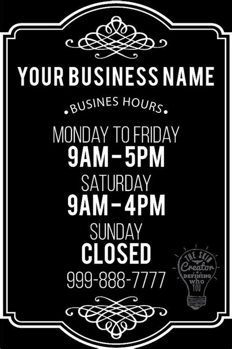 Business Hours Sign Template Free New Custom Business Store Hours Vinyl