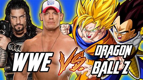 Super Saiyan Goku And Vegeta Vs John Cena And Roman Reigns Dragon Ball Z