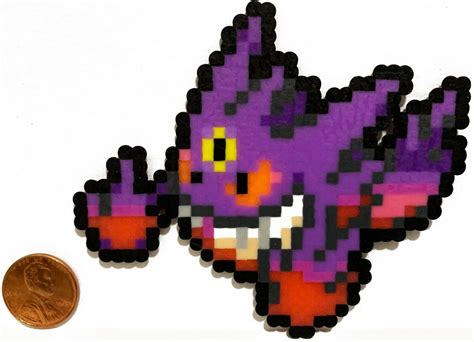 Mega Gengar Pokemon Mini Bead Sprite Perler Artkal Pixel Art Icon Retro