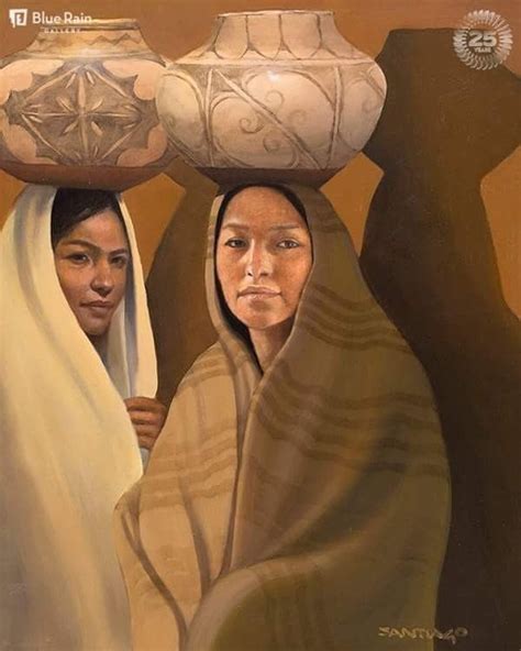 Roseta Santiago Two Pueblo Girls Oil On Panel Image 20h X 16w