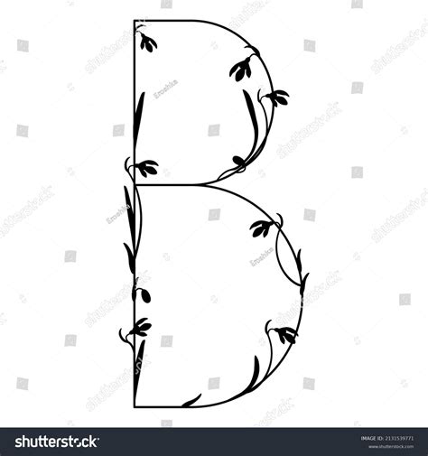 Beautiful Letter B With Blooming Branches Of Royalty Free Stock