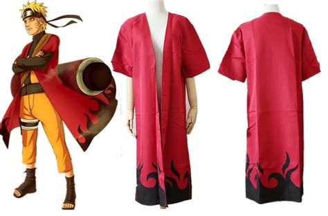 Naruto Uzumaki 6th Hokage Shippuuden Anime Cosplay Costume Cloak Robe