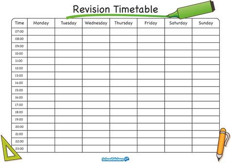 Revision Timetable Printable