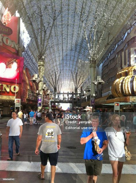 Hustle And Bustle On The Famous Fremont Street In Downtown Las Vegas