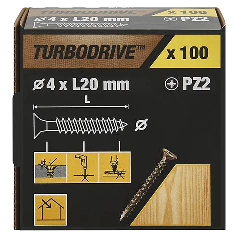 Turbodrive Pz Double Countersunk Yellow Passivated Steel Wood Screw