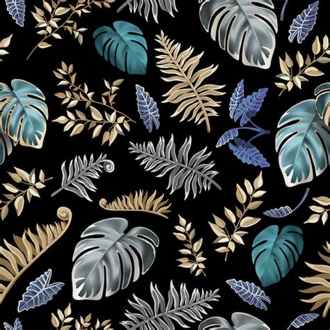 Premium Vector Seamless Floral Pattern With Tropical Leaves Tropical