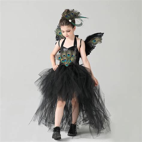 Fancy Peacock Feather Girl Pageant Tutu Dress With Wing Unilovers