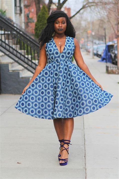 blue and white african dress on stylevore