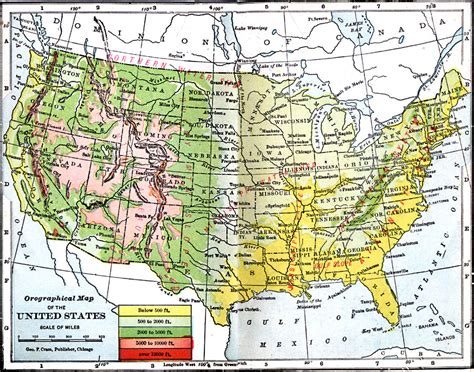 Orographical Map Of The United States