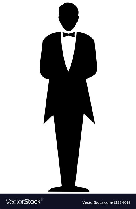 Barmen Waiter With Empty Tray Silhouette Vector Image On