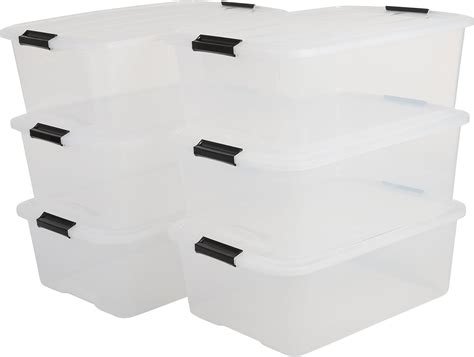 Iris Set Of 6 Stackable Storage Boxes Top Box With Lid And Click