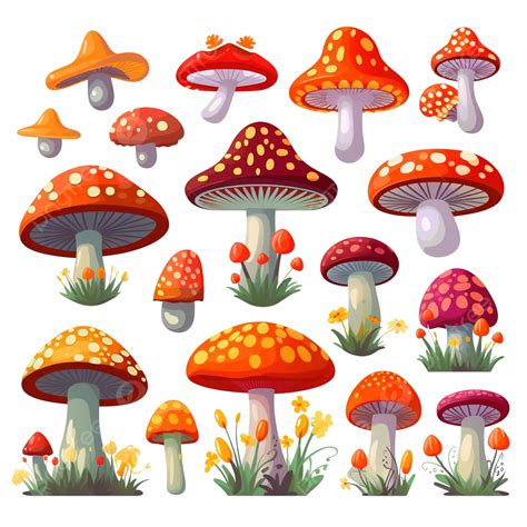 Magic Mushrooms For Halloween Cartoon Vector Illustration Fairy Tale