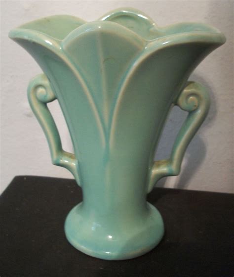 Mint Green Vintage Usa Mccoy Vase Double Handles 7 Excellent Vintage