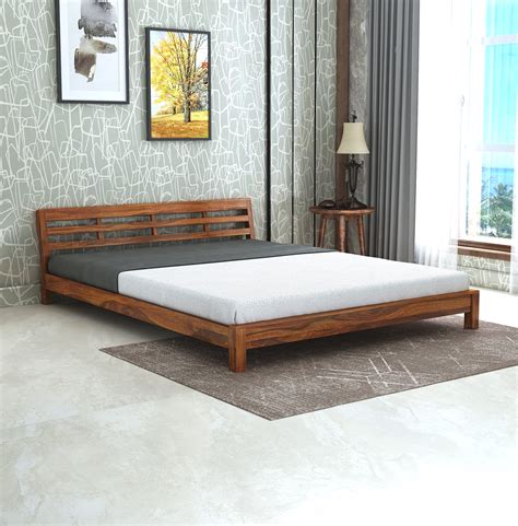 Buy Ganpati Arts Sheesham Wood Low Height Queen Size Bed Without