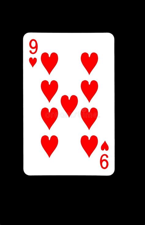 Nine Of Hearts Playing Card On Black Background Stock Illustration