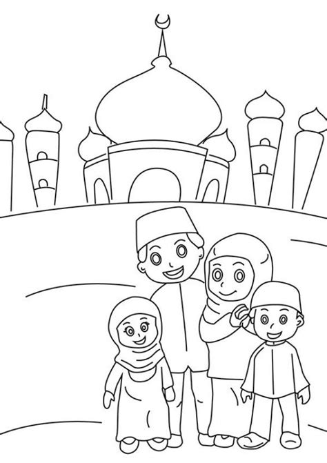 20 Gambar Mewarnai Masjid Untuk Anak Sketsa Dan Contoh